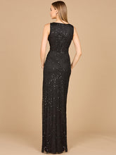 Load image into Gallery viewer, Beaded Black Gown with Slit