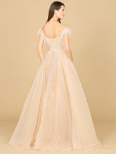 Load image into Gallery viewer, Off Shoulder Gown with Feathers