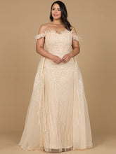 Load image into Gallery viewer, Off Shoulder Gown with Feathers