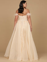 Load image into Gallery viewer, Off Shoulder Gown with Feathers