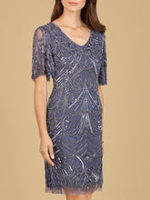 Load image into Gallery viewer, Beaded Cocktail Dress with Short Sleeves - OUTLET