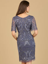 Load image into Gallery viewer, Beaded Cocktail Dress with Short Sleeves - OUTLET
