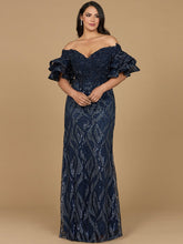 Load image into Gallery viewer, Off Shoulder Mermaid Beaded Gown with Tiered Sleeves