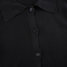 Load image into Gallery viewer, Women's V-Neck Ribbed Knit Button Cardigan Top – Black