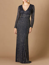 Load image into Gallery viewer, Long Sleeve Beaded Gown