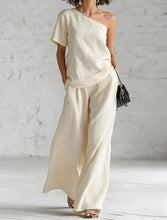 Load image into Gallery viewer, Women's Wide-Leg Pants & Top Set – 2-Piece Three-Quarter Sleeve Outfit