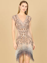 Load image into Gallery viewer, Lara 29609 - Beaded Fringe Short Cocktail Dress