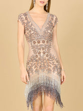 Load image into Gallery viewer, Lara 29609 - Beaded Fringe Short Cocktail Dress