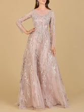Load image into Gallery viewer, Lara 29618 - Beaded Long Sleeve A-line Dress