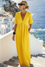 Load image into Gallery viewer, Women's V-Neck Empire-Waist Crinkle Gauze Maxi Dress