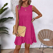 Load image into Gallery viewer, Women's Ruffle Lace-Up Mini Dress – Short Sleeve Loose Beach Dress