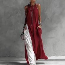 Load image into Gallery viewer, Women's Sleeveless Loose Contrast Color Dress with Pockets