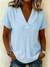 Load image into Gallery viewer, Women's Knitted Short-Sleeve Butterfly Collar Top