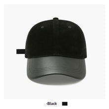 Load image into Gallery viewer, Women's Retro Suede Patchwork Baseball Cap – Leather Brim Dome Crown