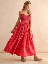 Load image into Gallery viewer, Women's Retro Plaid Sleeveless A-Line Maxi Dress – Fitted Waist Pleated Sundress