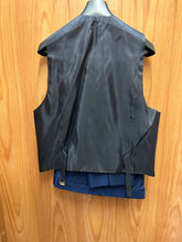 Load image into Gallery viewer, Moda Color Exclusive Navy with Silver Floral/Brocade Print 1-Button 3-Piece Turkish Slim Fit Suit