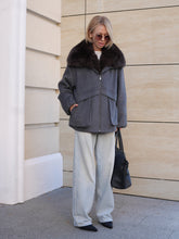 Load image into Gallery viewer, Rimini Genuine Fur Trim Wool Blend Parka in Graphite
