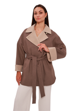 Load image into Gallery viewer, Sandro Cashmere Blend Overcoat in Latte