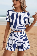 Load image into Gallery viewer, Printed Casual Two-Piece Set – Short Sleeve Top & Shorts