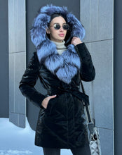 Load image into Gallery viewer, Genuine Silver Fox Fur Down Fill Coat