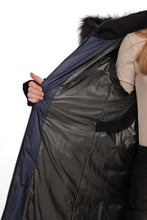 Load image into Gallery viewer, Cyrus Genuine Fur Trim Down Fill Coat in Navy