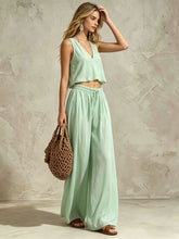 Load image into Gallery viewer, Women's V-Neck Sleeveless Camisole Top & Wide Leg Pants Set