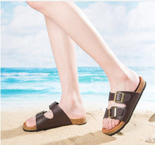 Load image into Gallery viewer, Soft Casual Slippers Women Summer Beach Slides Slippers Flip Flops Non-slip Buckle Strap Girls Indoor Outside Shoes Adjustable Double Buckle Strap Casual Comfort Footbed Slides Sandals For Indoor And Outdoor Beach