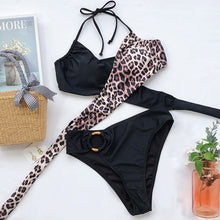 Load image into Gallery viewer, Fashion Bikini Set One Shoulder Women's Swimsuits High Waist Bright Color Swimwear Women Rings Ribbed Bikinis Women's Ribbed O-Ring String Bikini Swimsuit Comfortable Swimwear Two Pieces Bathing Suit