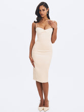 Load image into Gallery viewer, Gracie Butter Yellow Ruched Satin Midi Dress