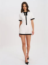 Load image into Gallery viewer, Idina Business Casual White Romper with Black Trim