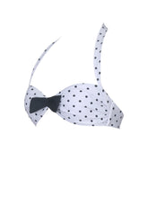 Load image into Gallery viewer, Olivea Polka Dot Black Bowtie Halter Bikini Top