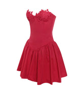 Load image into Gallery viewer, Sacha Red Lace Drop Waist Corset Puffy Mini Dress