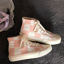 Load image into Gallery viewer, Pink Women's Luxury Canvas Sneakers Flats New Casual Tennis Basketball Canvas Shoes High-top Fashion Sneakers Slip On Walking Shoe Athletic Shoes For Gym Running Work