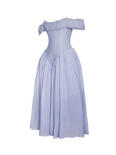 Load image into Gallery viewer, Xavy Baby Blue Off Shoulder Corset Midi Dress