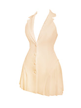 Load image into Gallery viewer, Reyna Beige Backless Pleated Mini Blazer Dress