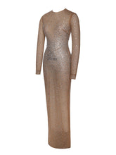 Load image into Gallery viewer, Isabel Crystal Embellished Mesh Long Sleeve Maxi Dress