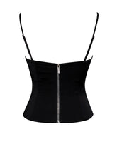 Load image into Gallery viewer, Padma Black Satin Lace Bustier Corset Top