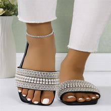 Load image into Gallery viewer, Modern Woman Black Bright Diamond Sandals Open Toe High Heels Women Slippers Party Dress Shoes Sandals Heels For Women Ankle Strap Low Block Heel Cute Dressy Sandals