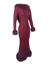 Load image into Gallery viewer, Mellie Burgundy Regular-Length Rhinestone Mesh Low Back Mermaid Gown