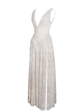 Load image into Gallery viewer, Sabrina Butter Yellow High Slit Jacquard Maxi Dress