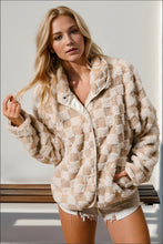 Load image into Gallery viewer, Double Take Checkered Long Sleeve Fuzzy Jacket Cozy & Trendy Outerwear For Women