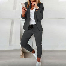 Load image into Gallery viewer, Women’s Notch-Lapel Blazer & Drawstring Pants Suit Set