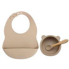 Load image into Gallery viewer, Colorful Silicone Feeding Set for Babies: Bib, Bowl, and Spoon