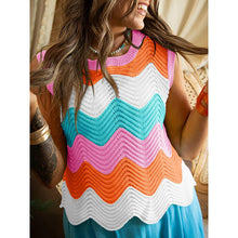 Load image into Gallery viewer, Women’s Rainbow-Striped Cropped Sweater Vest