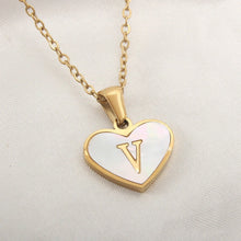 Load image into Gallery viewer, 26 Letter Heart-shaped Necklace White Shell Love Clavicle Chain Fashion Personalized Necklace For Women Jewelry Valentine's Day