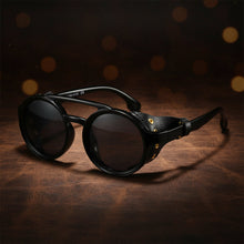 Load image into Gallery viewer, Retro Round Leather Frame Sunglasses – Vintage Fashion Eyewear