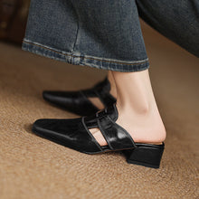 Load image into Gallery viewer, Retro Closed Toe Half Slippers | Women’s Low Heel Summer Sandals