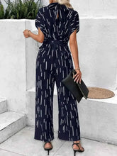 Load image into Gallery viewer, Tied Printed Mock Neck : Wide Leg Jumpsuit