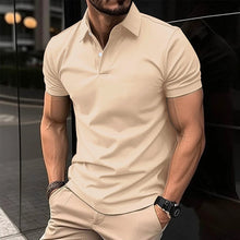 Load image into Gallery viewer, Summer Short Sleeve Polo Shirt Men Solid Color Button Lapel Button Top