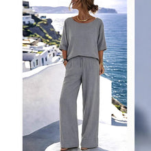 Load image into Gallery viewer, Women's Resort Set – Short Sleeve Top & Wide-Leg Pants